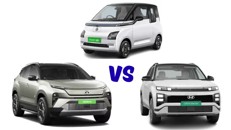 Harrier EV vs Creta EV vs MG Comet EV 2026