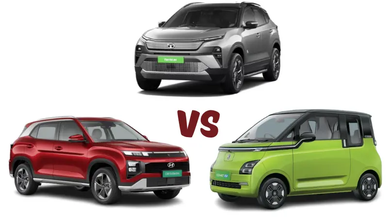 Harrier EV vs Creta EV vs MG Comet EV 2026